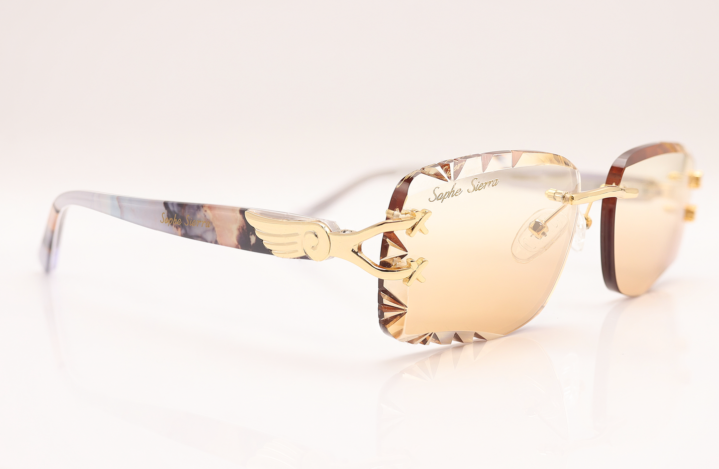 diamond cut lenses rimless glasses