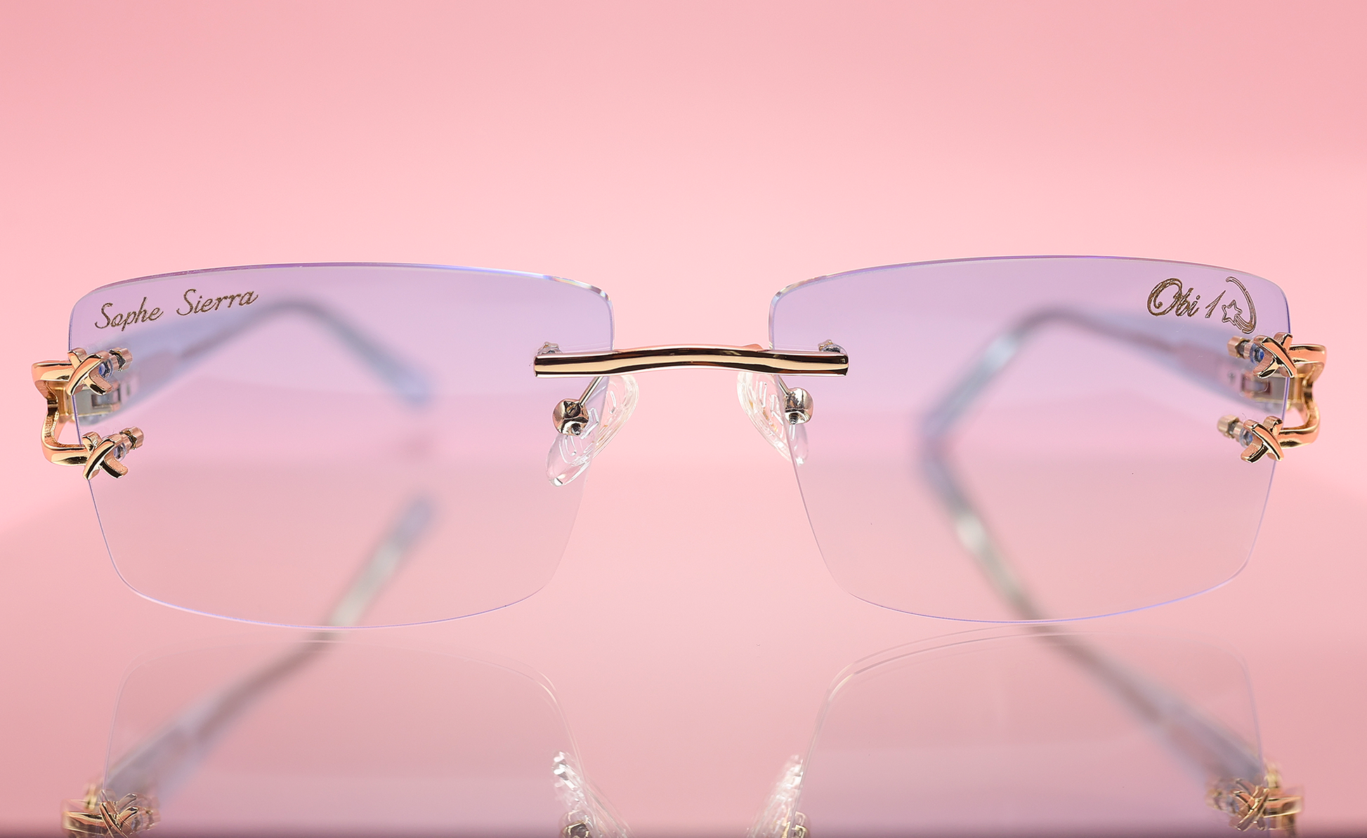 custom lenses engraving rimless glasses 