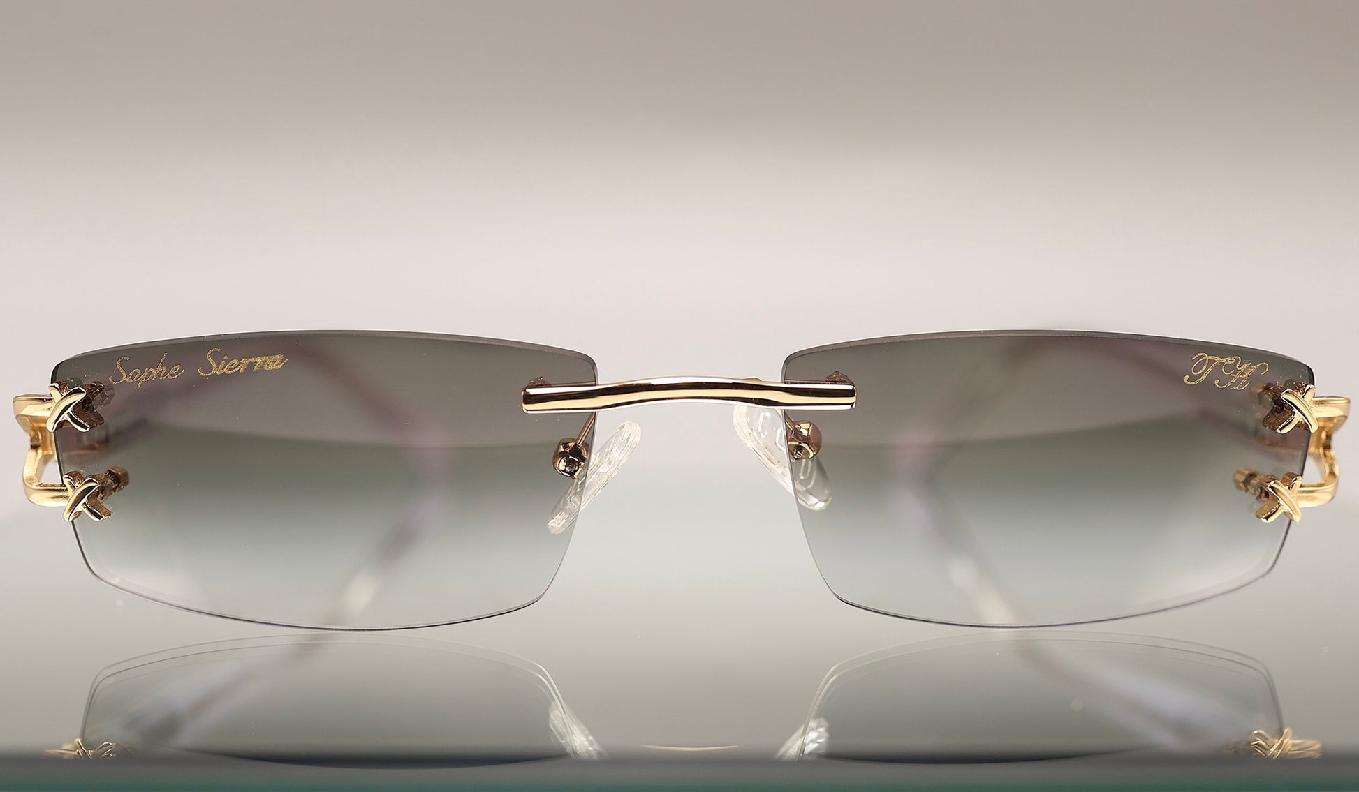 custom lenses engraving rimless glasses 