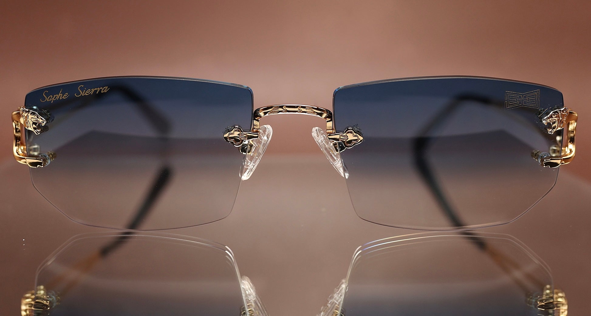 custom lenses engraving rimless glasses 