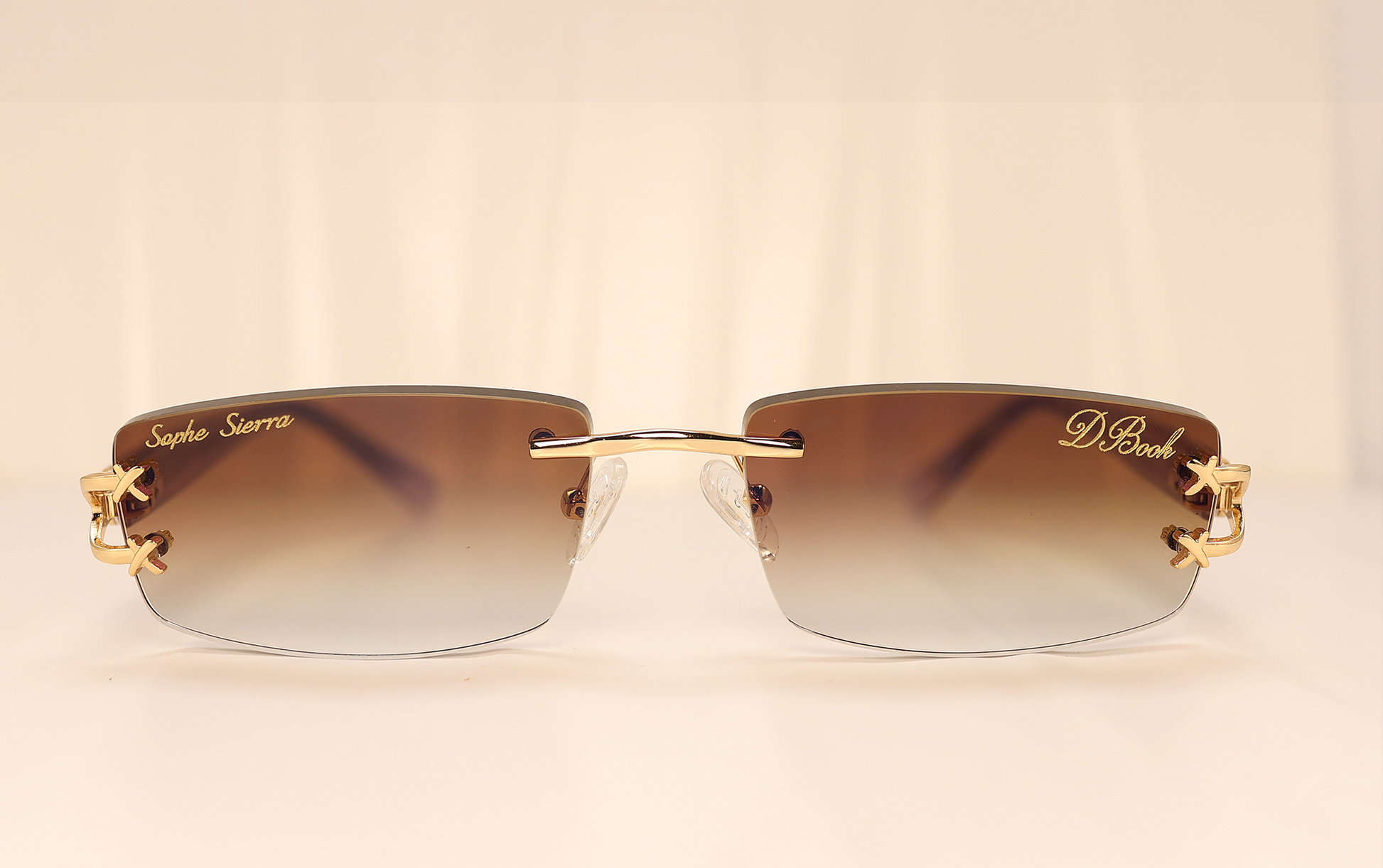 custom lenses engraving rimless glasses 