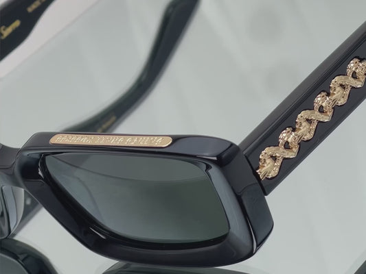 Jet Black Acetate Pure Titanium Luxury Glasses
