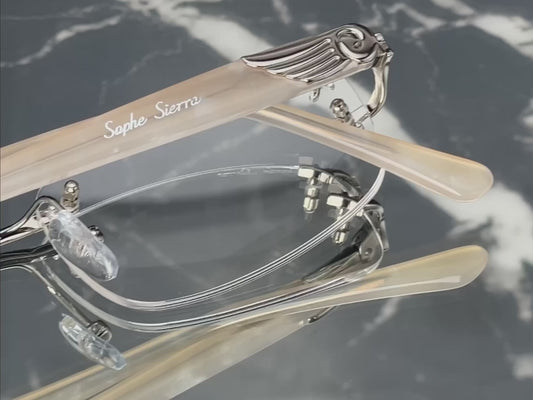 Off White Pearl Rimless Luxury Eyewear