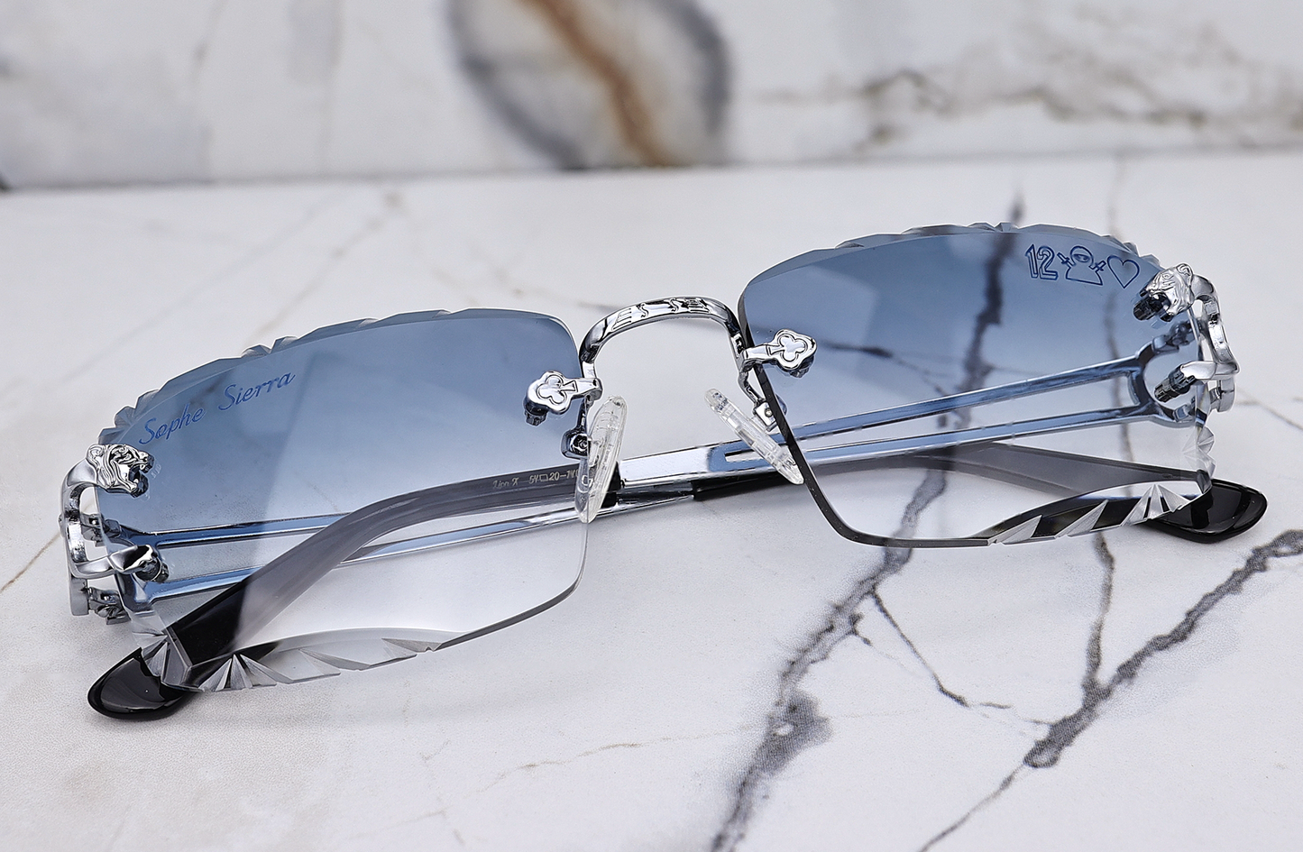 diamond cut lenses rimless glasses
