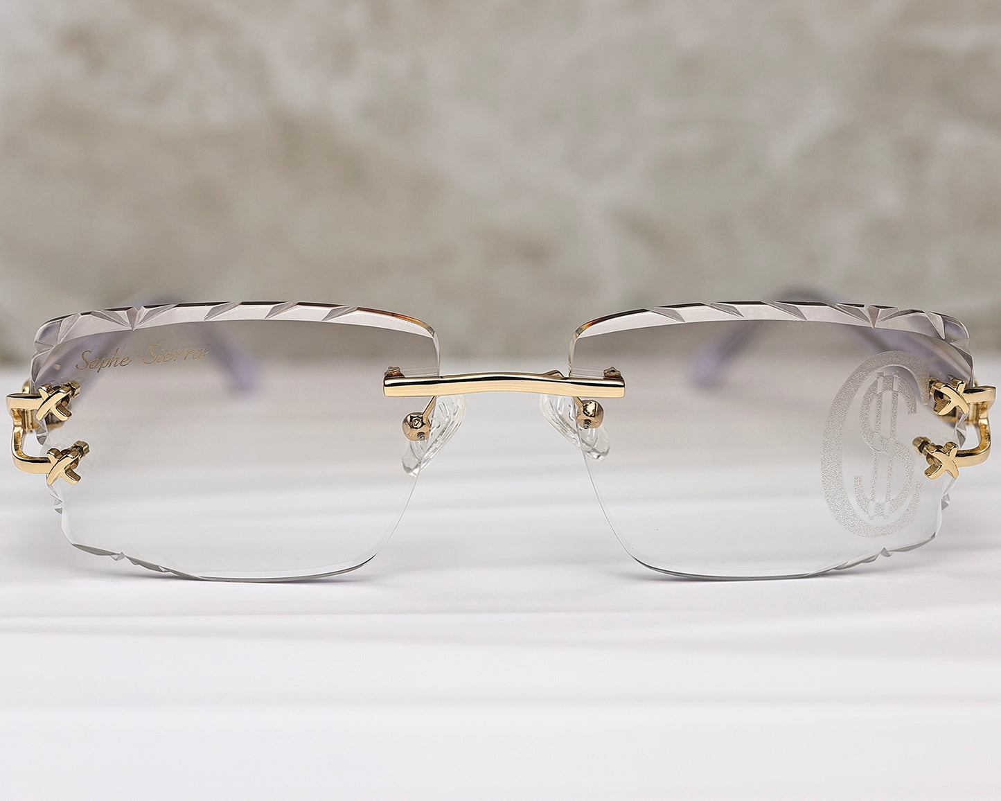 diamond cut lenses rimless glasses