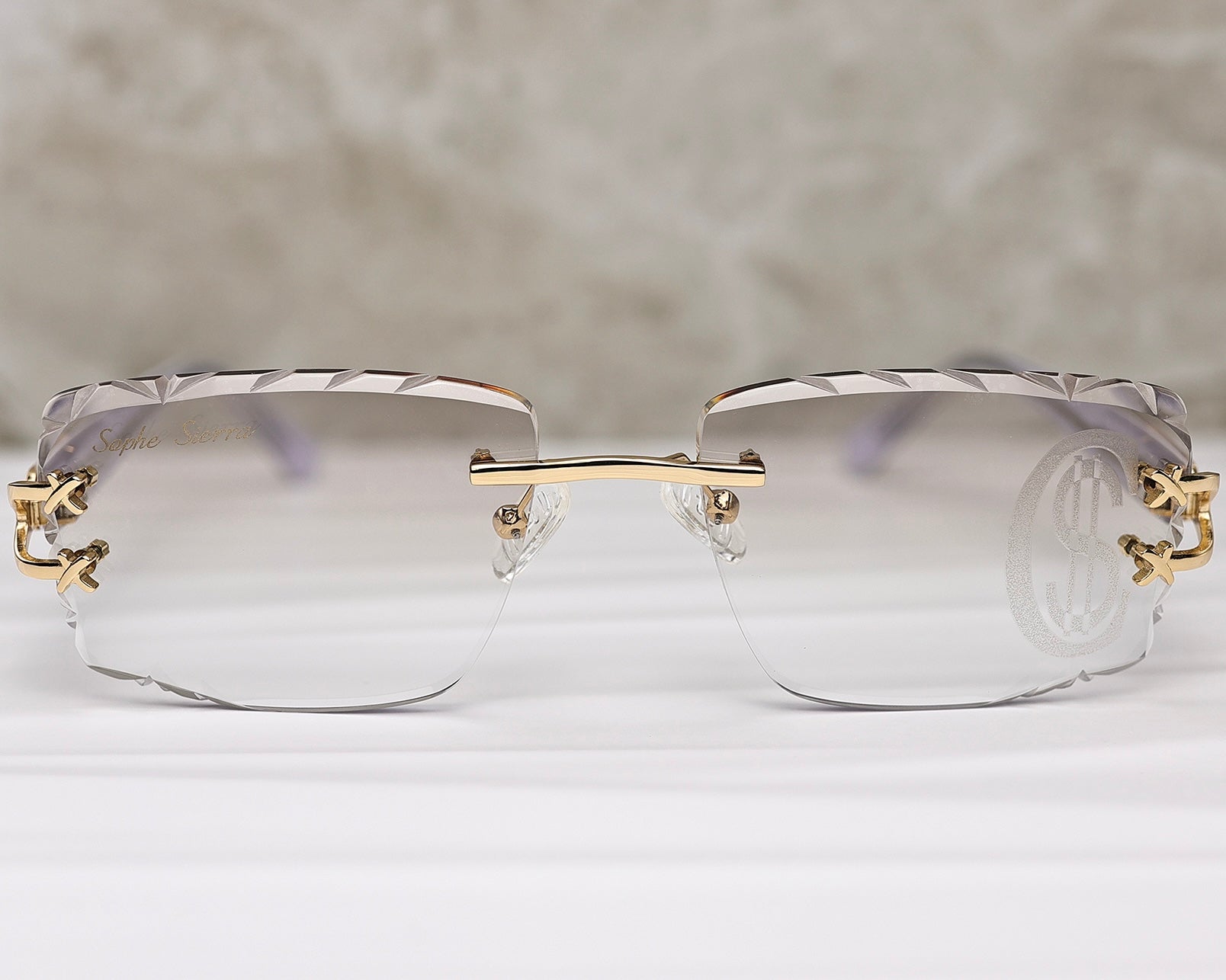 diamond cut lenses rimless glasses