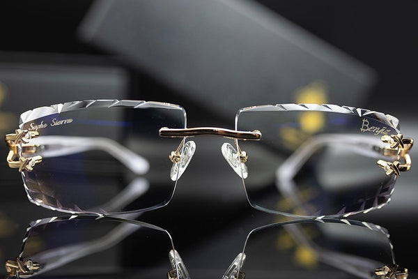 diamond cut lenses rimless glasses