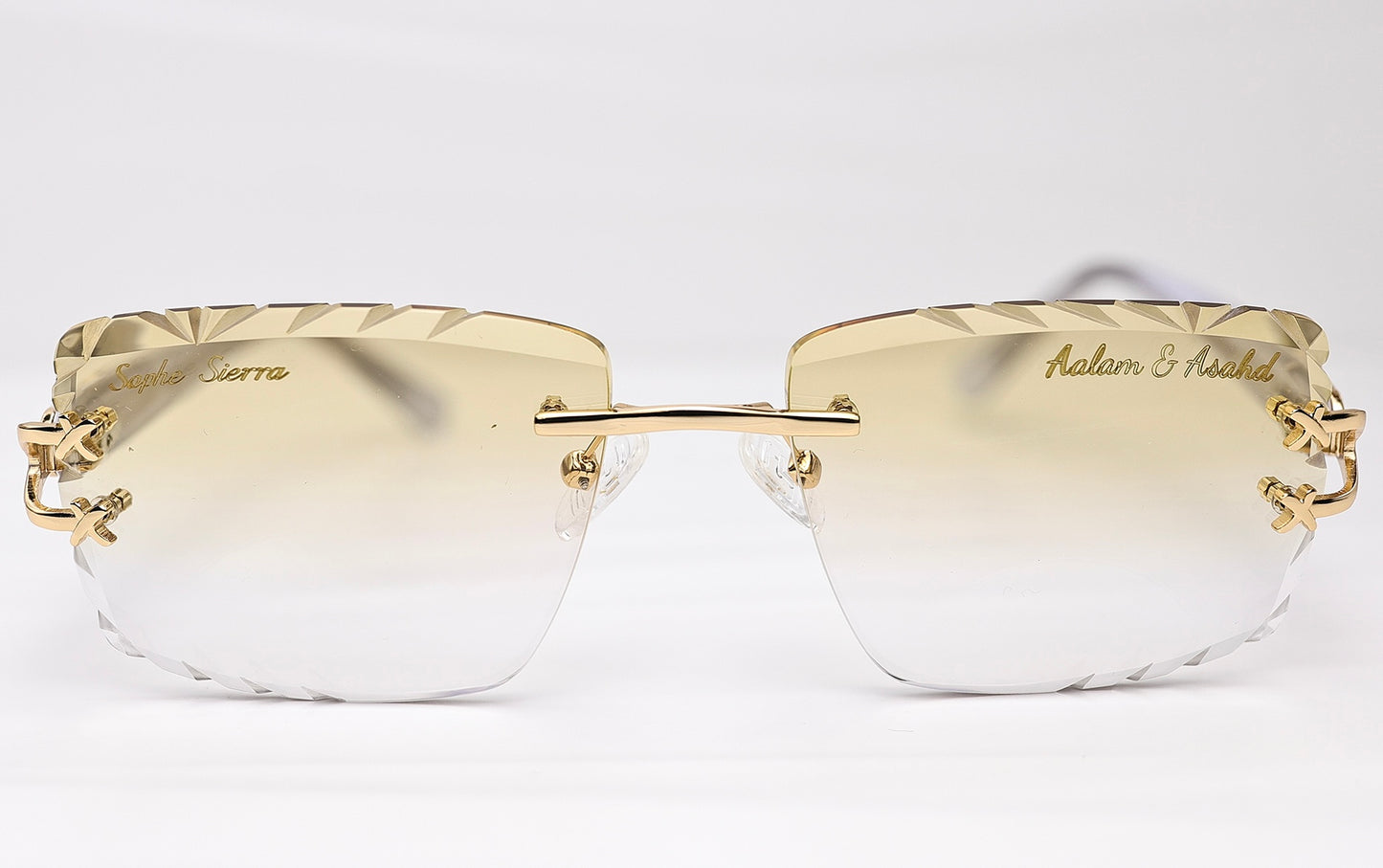 diamond cut lenses rimless glasses