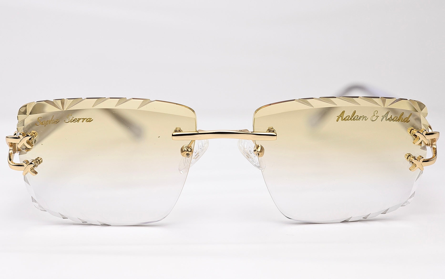 diamond cut lenses rimless glasses