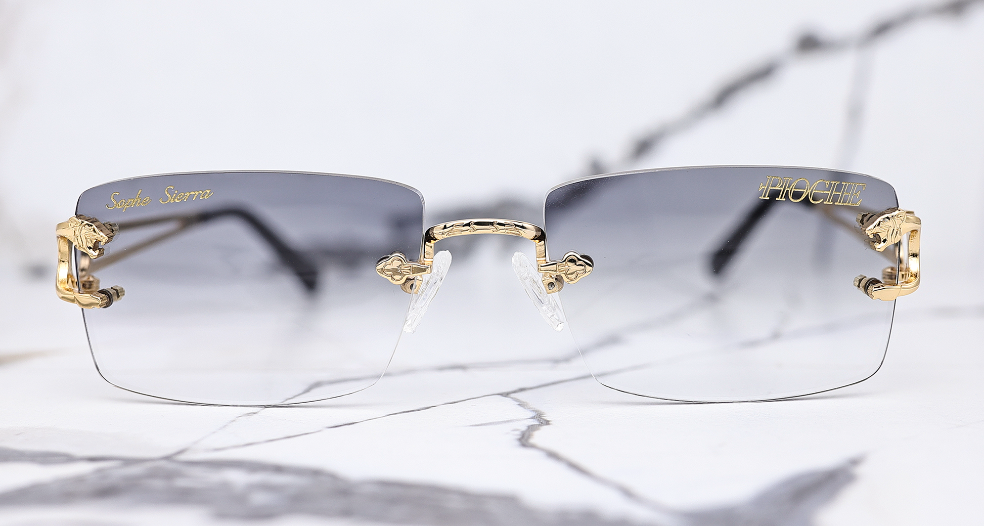 custom lenses engraving rimless glasses 