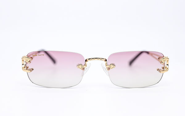 gold rimless glasses pink