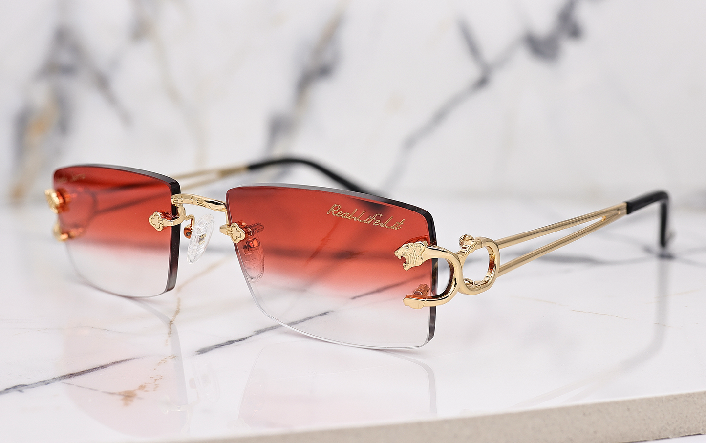 custom lenses engraving rimless glasses 