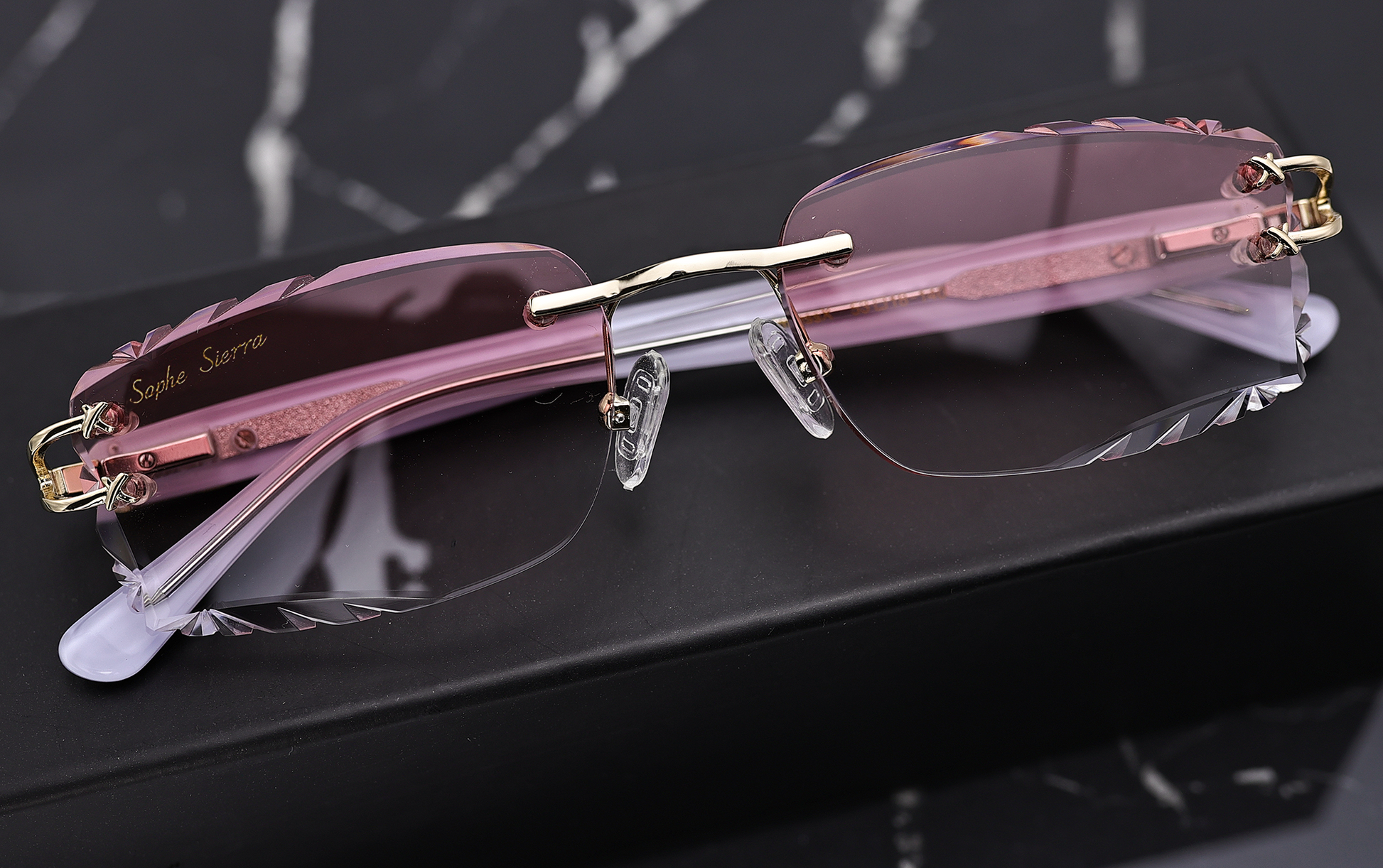 diamond cut lenses rimless glasses