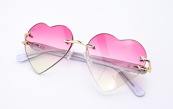 custom heart lenses rimless glasses 