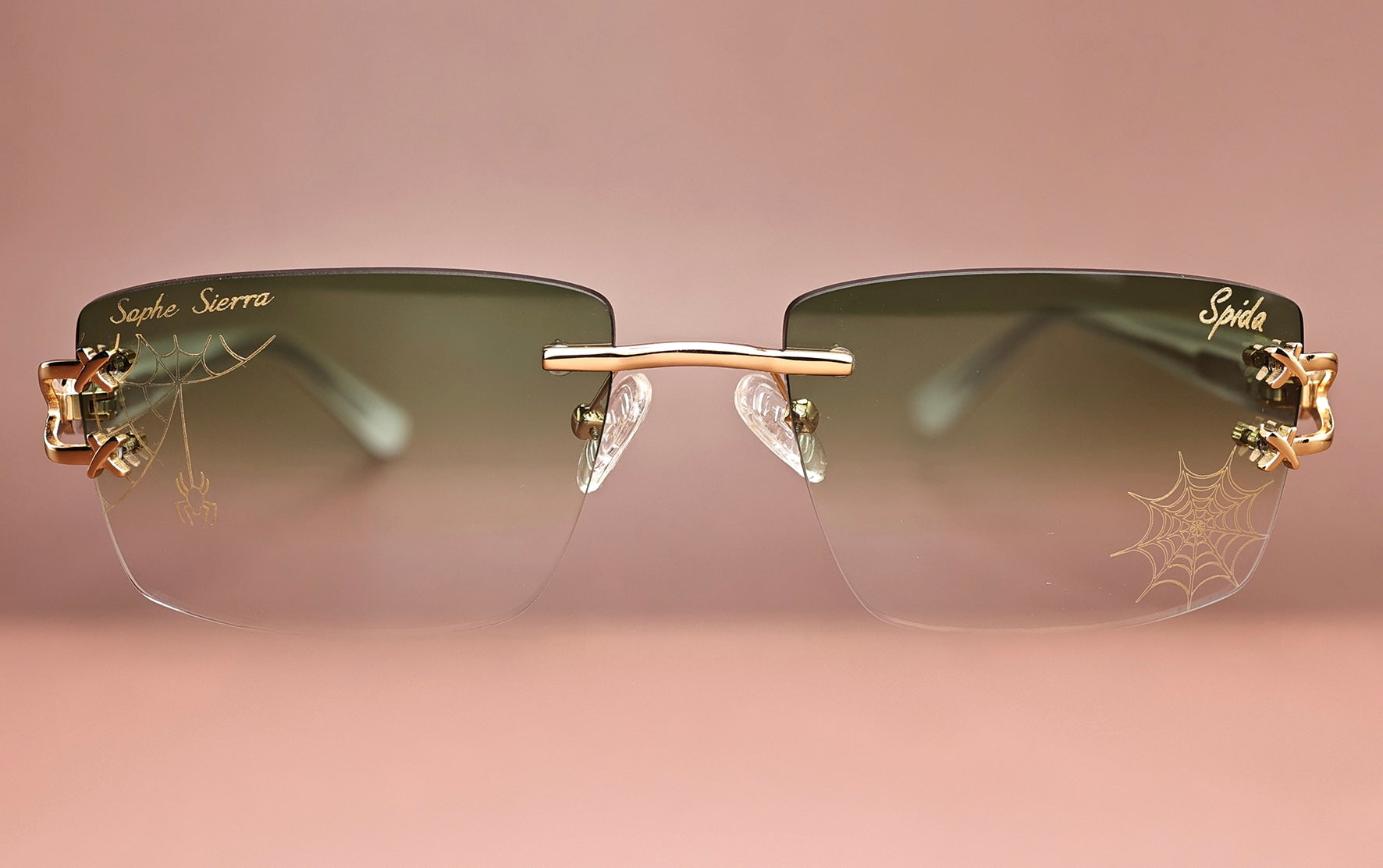 custom lenses engraving rimless glasses 